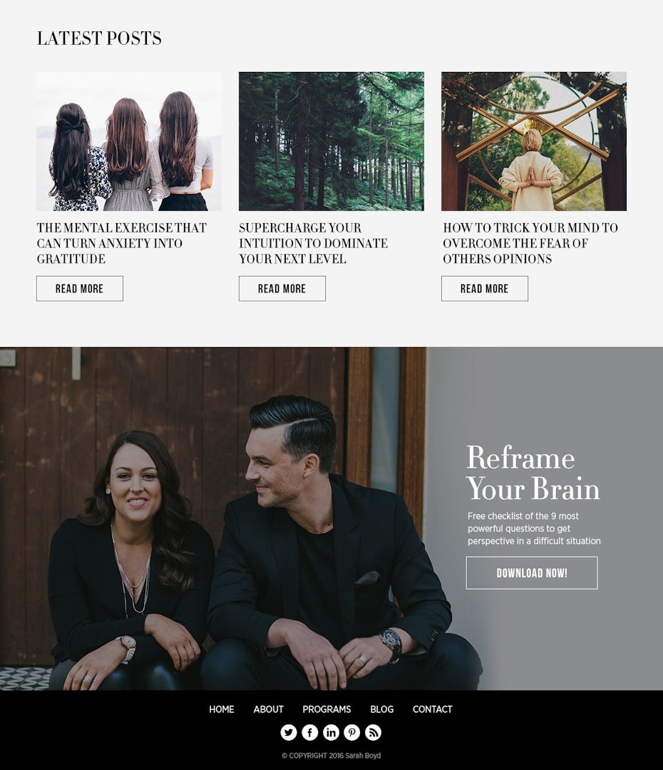 Blog design with serif font