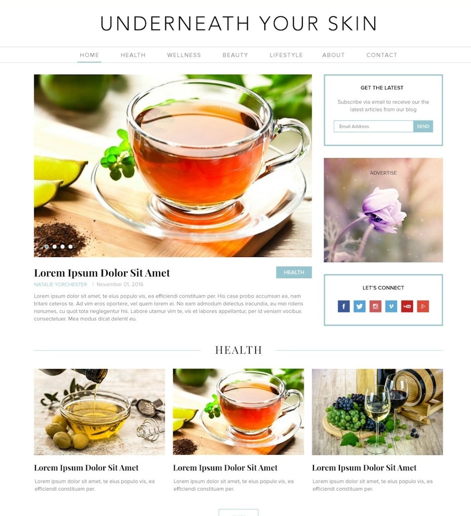 wellness blog design