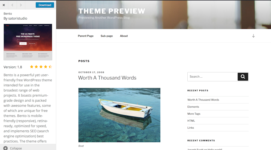 Bento WordPress theme